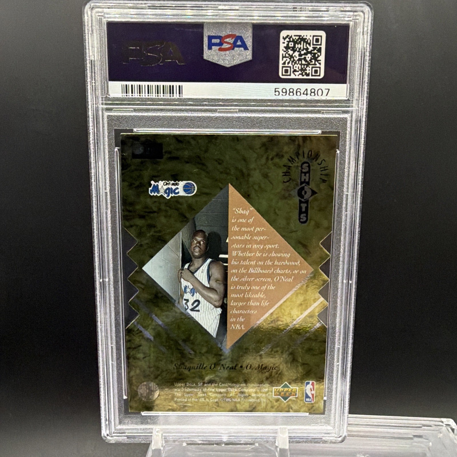 1995 SP Championship Shaquille O’Neal Championship Shots #S20 PSA 8 NM-MT view 2