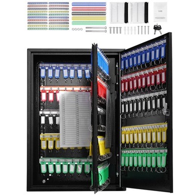 200-Key Cabinet Key Lock Box with Adjustable Racks Security Key Storage Box