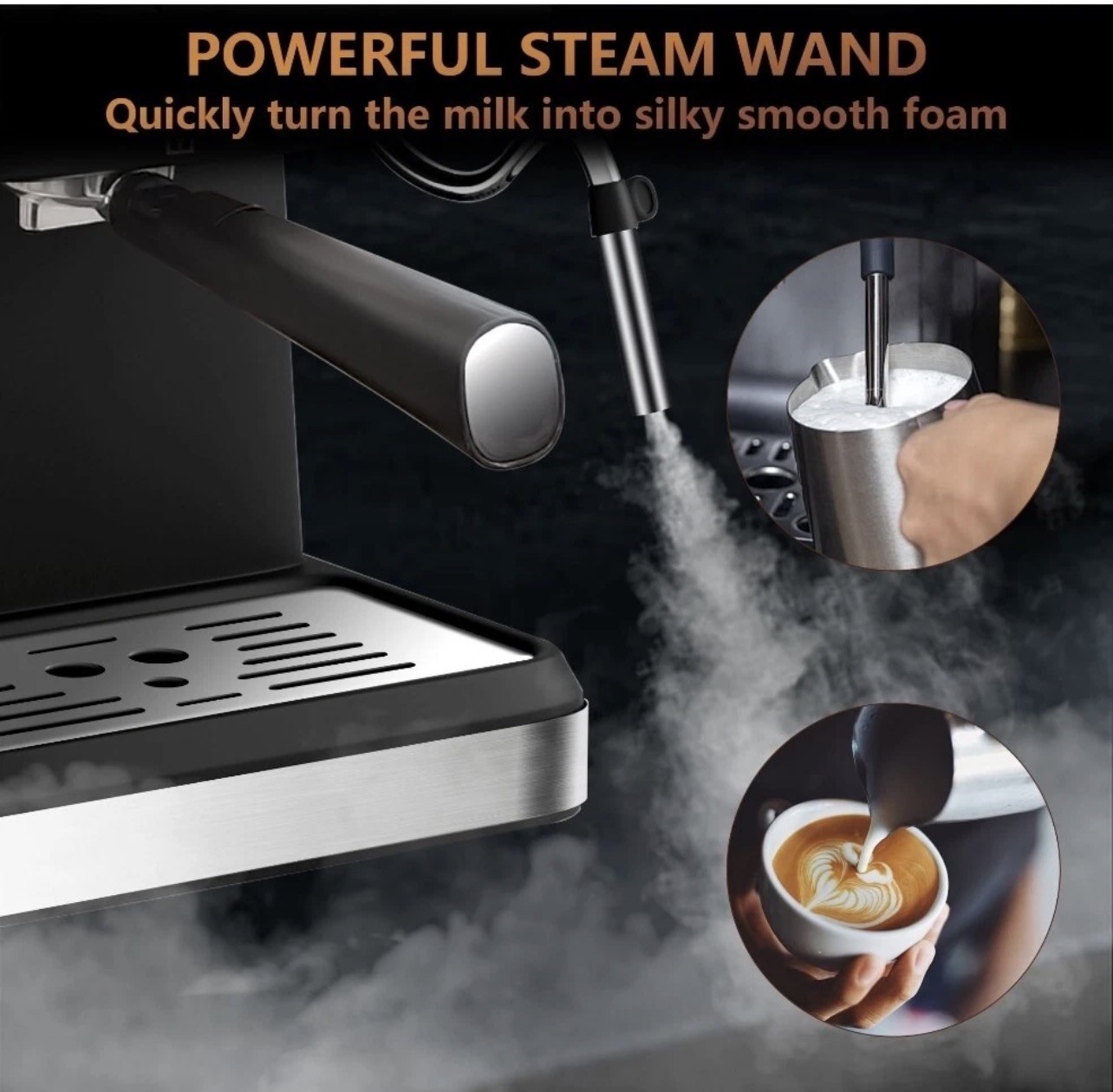 Espresso Machine Gauge Milk Frother Steam Model CM3020 silver&black  