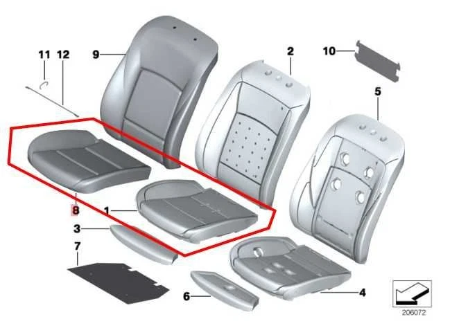 BMW 750Li xDrive 2010-2012 4,4 L AWD asiento delantero conductor lado izquierdo cojín inferior Foto 2 de 4