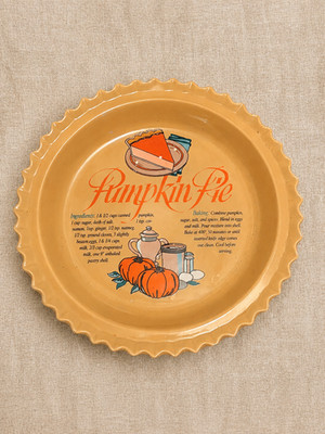 Vintage Ceramic Pie Dish Pumpkin Pie Recipe Plate Baking Dish