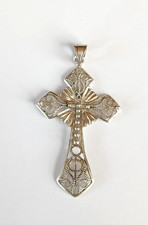 Sterling Silver Filigree Ornate Cross Pendant 9.5 grams