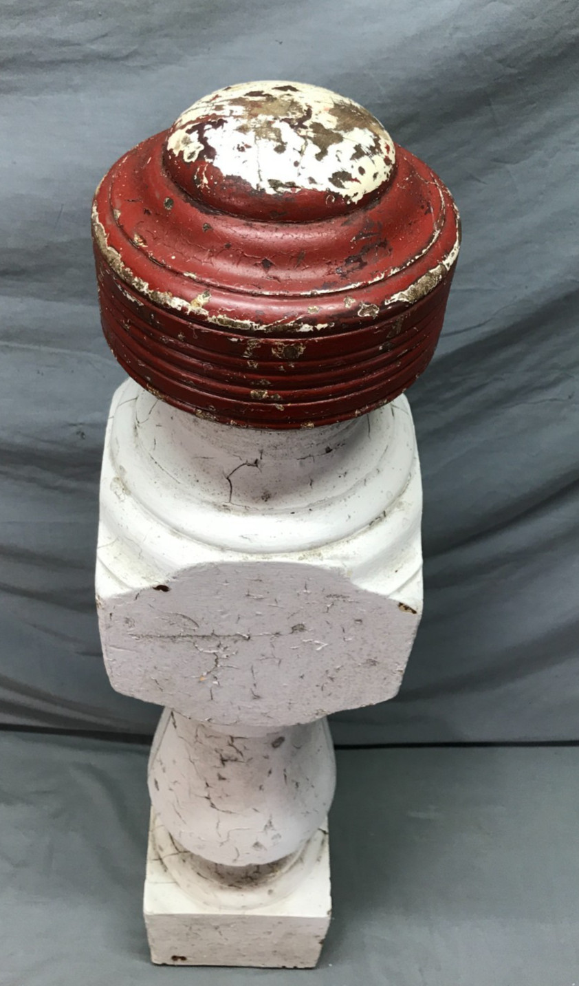 Antique VTG Hardwood Oak Shabby Exterior Porch Newel Post 7x37 Chic Old 1200-25B