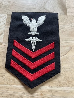 US Navy PO1 Petty Officer First Class Hospital Corpsman Patch Eagle Chevron USA