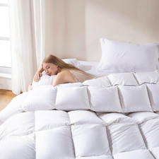 Feather down Fiber Comforter King Size, 100 Cotton Ultra Soft Fluffy Duvet Inse