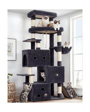 Heybly Cat Tree, 74-Inch Streamlined Cat Tower for Large Cats with 3-Tier Sta...