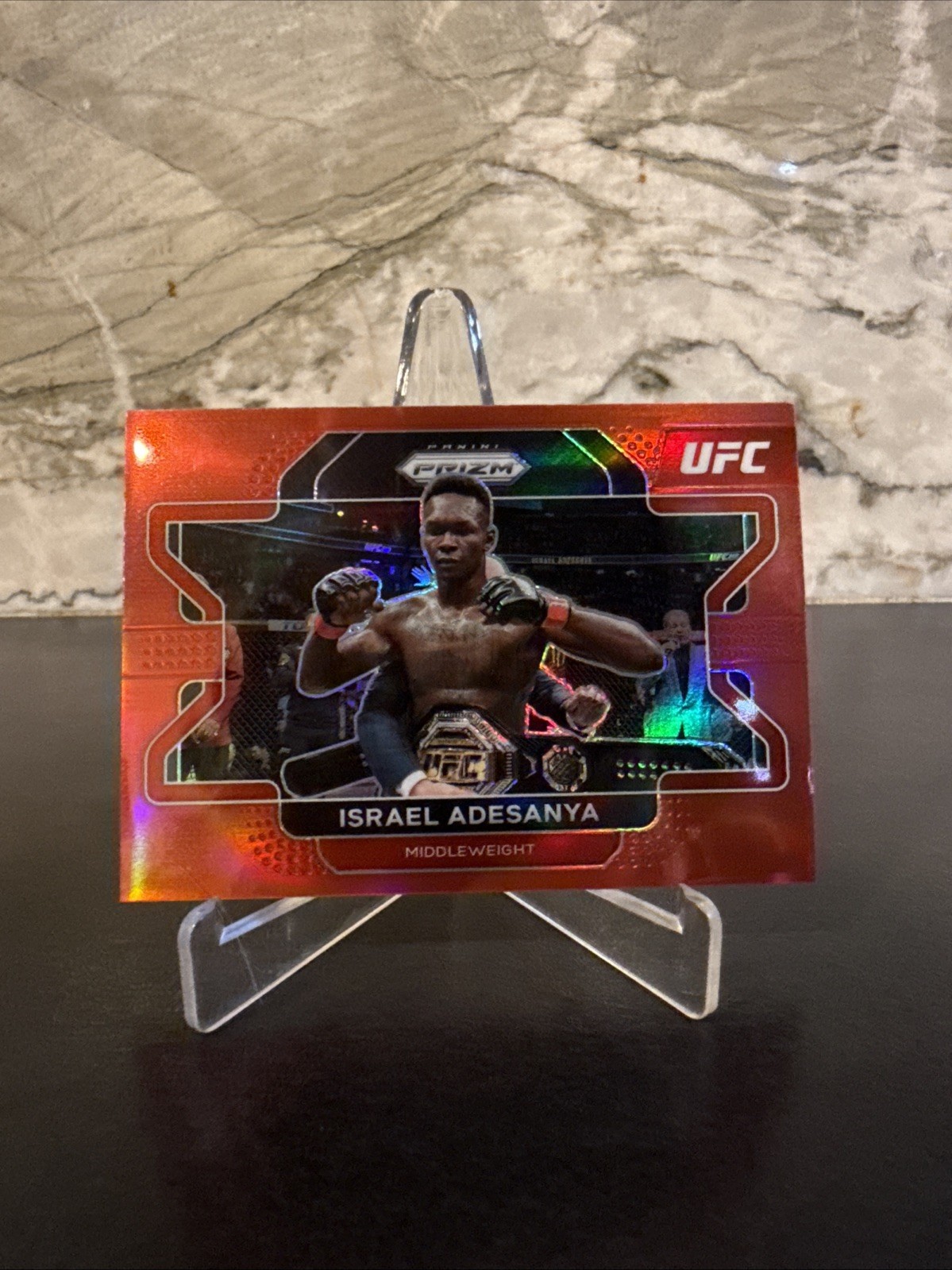 2022 Panini Prizm UFC - Israel Adesanya #23 Red Prizm /299