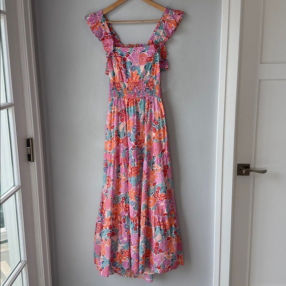 Banjanan Small Floral Boho Ruffle Iris Maxi Dress | eBay