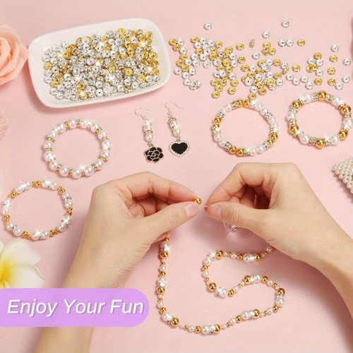 600 Pieces Rhinestone Spacer Beads Crystal Bead Spacers for Jewelry Making - Picture 4 of 7
