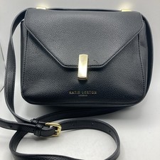 Katie Loxton Black Pebbled Crossbody Bag Purse Adjustable Strap Gold Accents