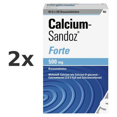 2x Calcium Sandoz Forte Brausetabletten Set 40 St - PZN 4906200