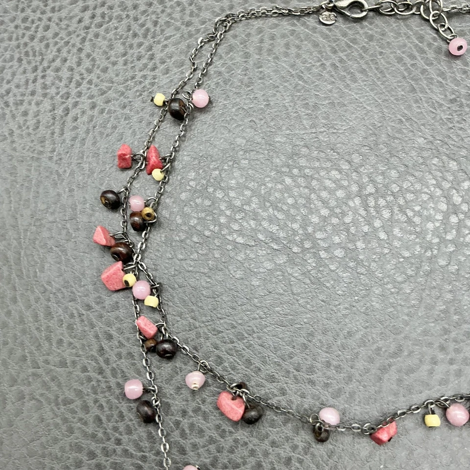 American Eagle Outfitters Necklace Layered Beaded Pendant Womens Boho Dangle 18" - Image 3 of 4