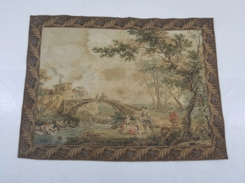 Vintage French Village Scene Wall Hanging Tapestry 112x84cm