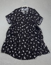 TORRID Button Front Dress Size 3X Women's Black Size 22-24 Printed Fit Flare NWT