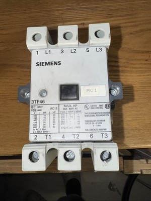 Siemens 3TF46 Contactor Motor Starter 80A 600V 3 Pole 120V Coil 3TF4622 TESTED