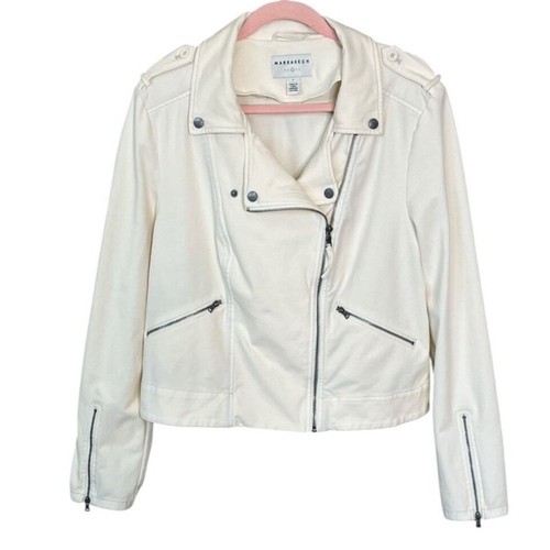 Marrakech Jaxon Knit Moto Jacket Cream White Petite M