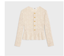 CELINE Natural Tapestry Lace Peplum Hem Chels...