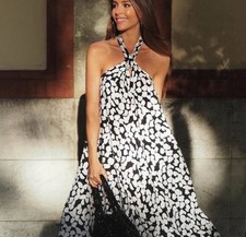 Mango MNG Women’s 4 MAXI DRESS Milan Petal Halter Boho  Coastal Wedding Guest