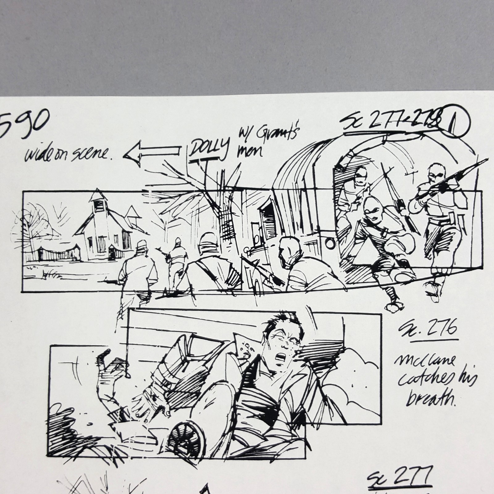 Image 3 of Die Hard 2 - Production Used Storyboard, Bruce Willis at Church Movie Prop 277-8
