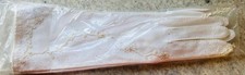 Vtg White 100 Double Woven Cotton Beaded Formal Gloves Sz 7.5 Made for SAKS NEW