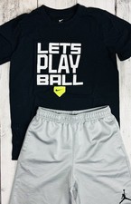 Nike Jordan Boys 7 Gray Black  Lets Play Ball  Shorts Set 0070