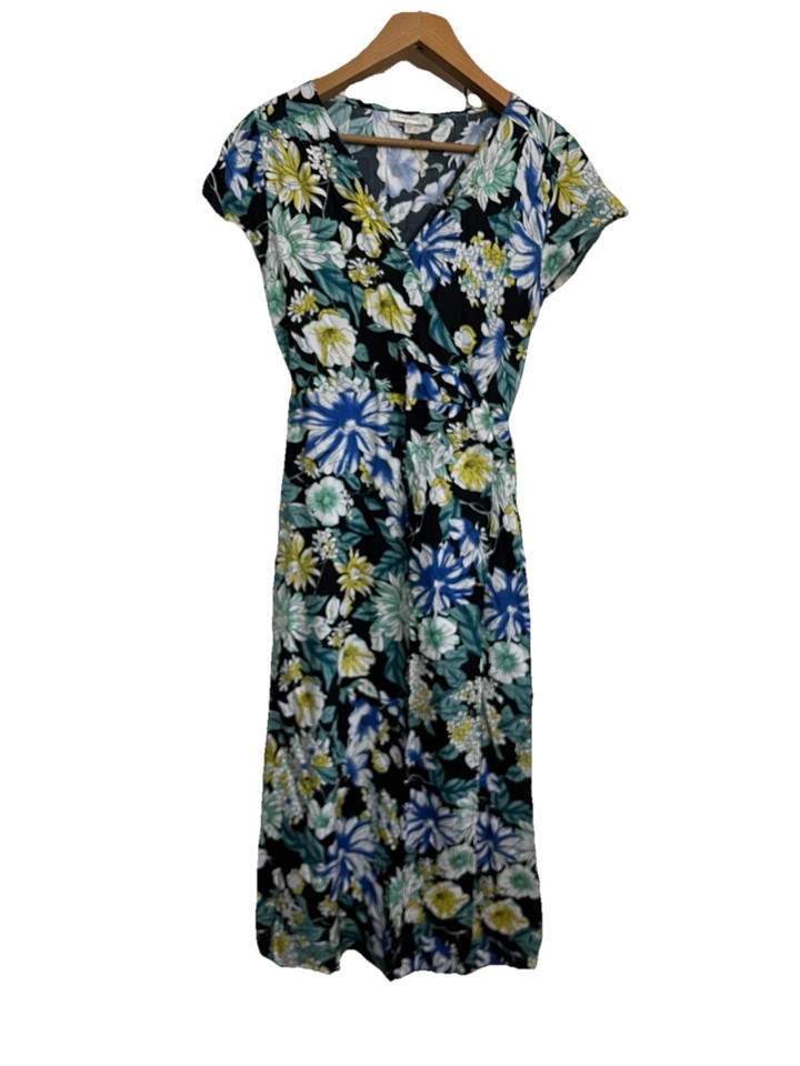 Capture Ladies Size 8 Floral Print Faux Wrap Dress Excellent Condition