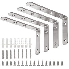 Stainless Steel Shelf Bracket, 5x3 Inch L Shape Support, 15kg Capacity, Silver