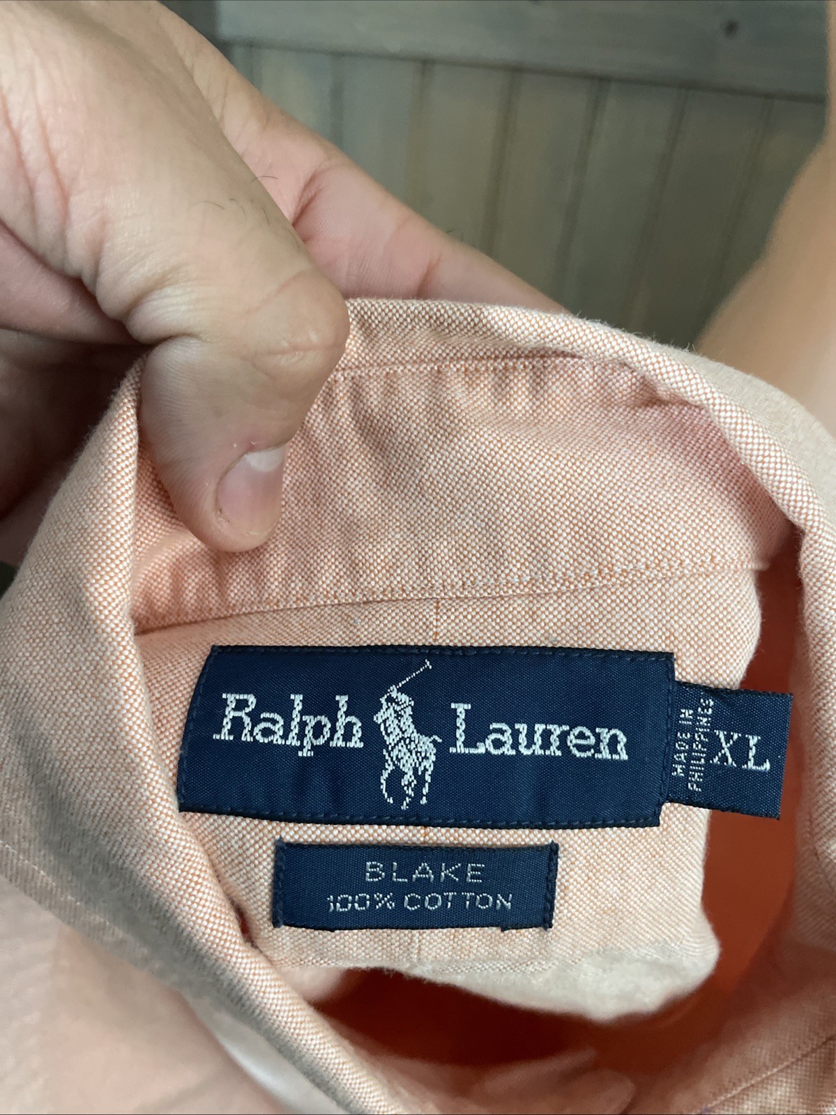 Vintage Vintage Polo Ralph Lauren manica corta bottoni arancione camicia pony XL BLAKE