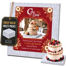 3 PCS Cake Boards 14 Inch Silver Square Cake Drums 1/2 Inch Wrapped Edge