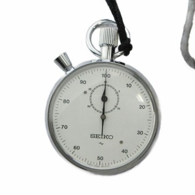 SEIKO 88-5061 56 mm x 56 mm Used Watch Stopwatch White Dial Silver Case