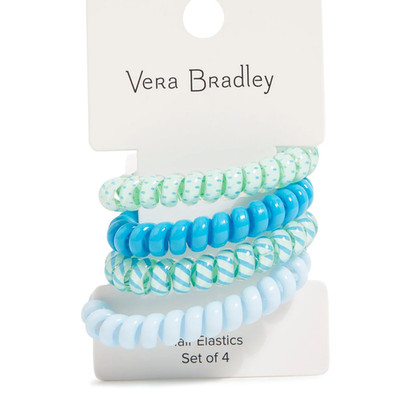 NWT Vera Bradley SPRING MEDLEY BLUE Spiral Hair Elastics MSRP $19.00