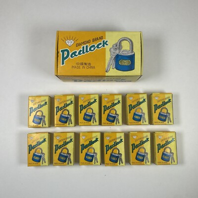 LOT OF 12 - Vintage Diamond Brand Padlocks - Mini Sized Locks - New In Box!