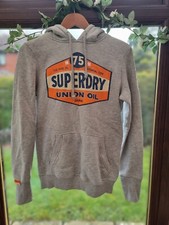 Superdry Grey Hoodie Medium Womens Front Pouch Pocket Chest measures 40 inches