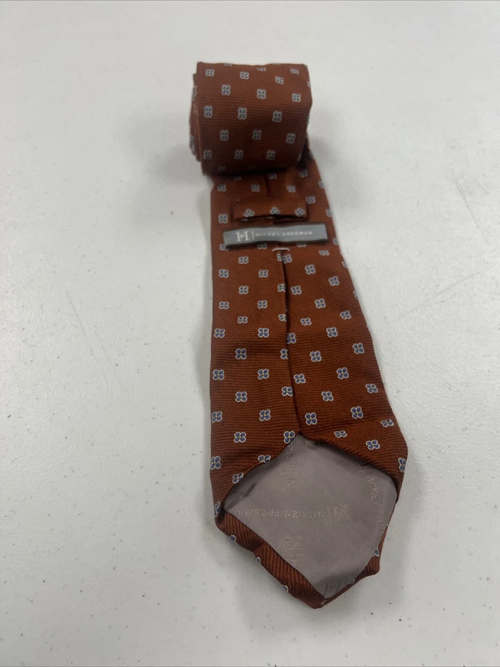 Corbata de cuello de seda floral naranja y azul Hickey Freeman para hombre $178 Foto 2 de 4