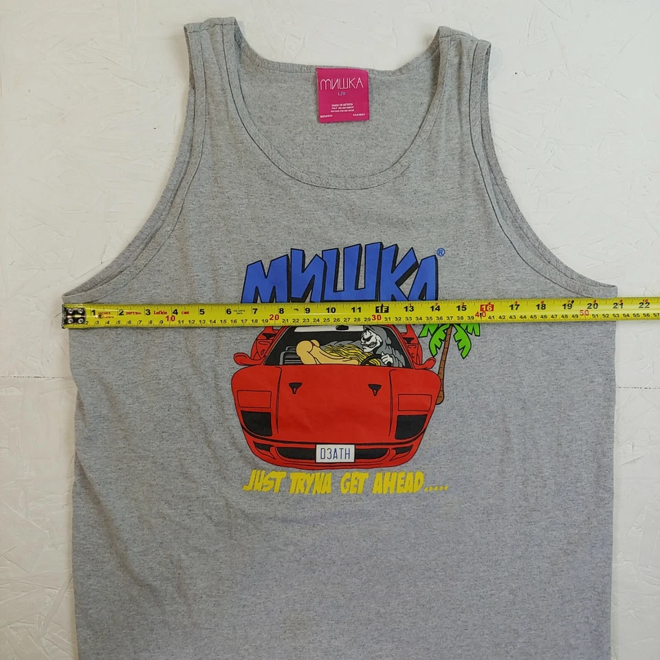Mishka t-shirt tank top nyc Street Wear skate just trying get ahead death L girl - Image 4 of 4