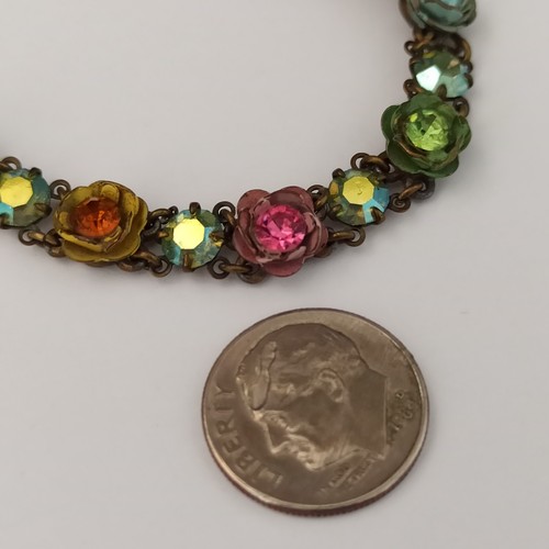 Michal Negrin Bracelet Roses Colorful 3D Enamel AB Crystals Shabby Sick Romantic - Picture 20 of 22