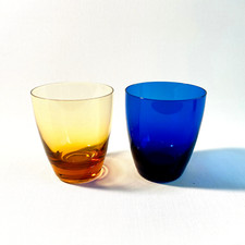 VINTAGE Wassergläser 9,2 cm 2 er Set 50er 60er Gläser Glas Blau