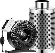 VIVOSUN Air Filtration Kit 4/6/8 Inch Inline Fan w/Speed Control,Carbon Filter
