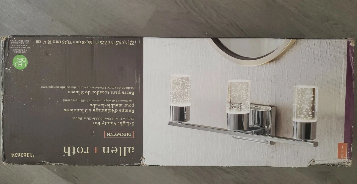 Allen Roth Dunwynn 3 Light Chrome Modern Vanity Light 1362624