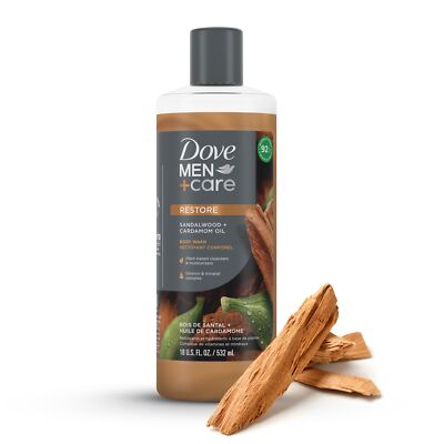 Dove Men+Care Body Wash Sandalwood + Cardamom Oil to Rebuild Skin in the Show...