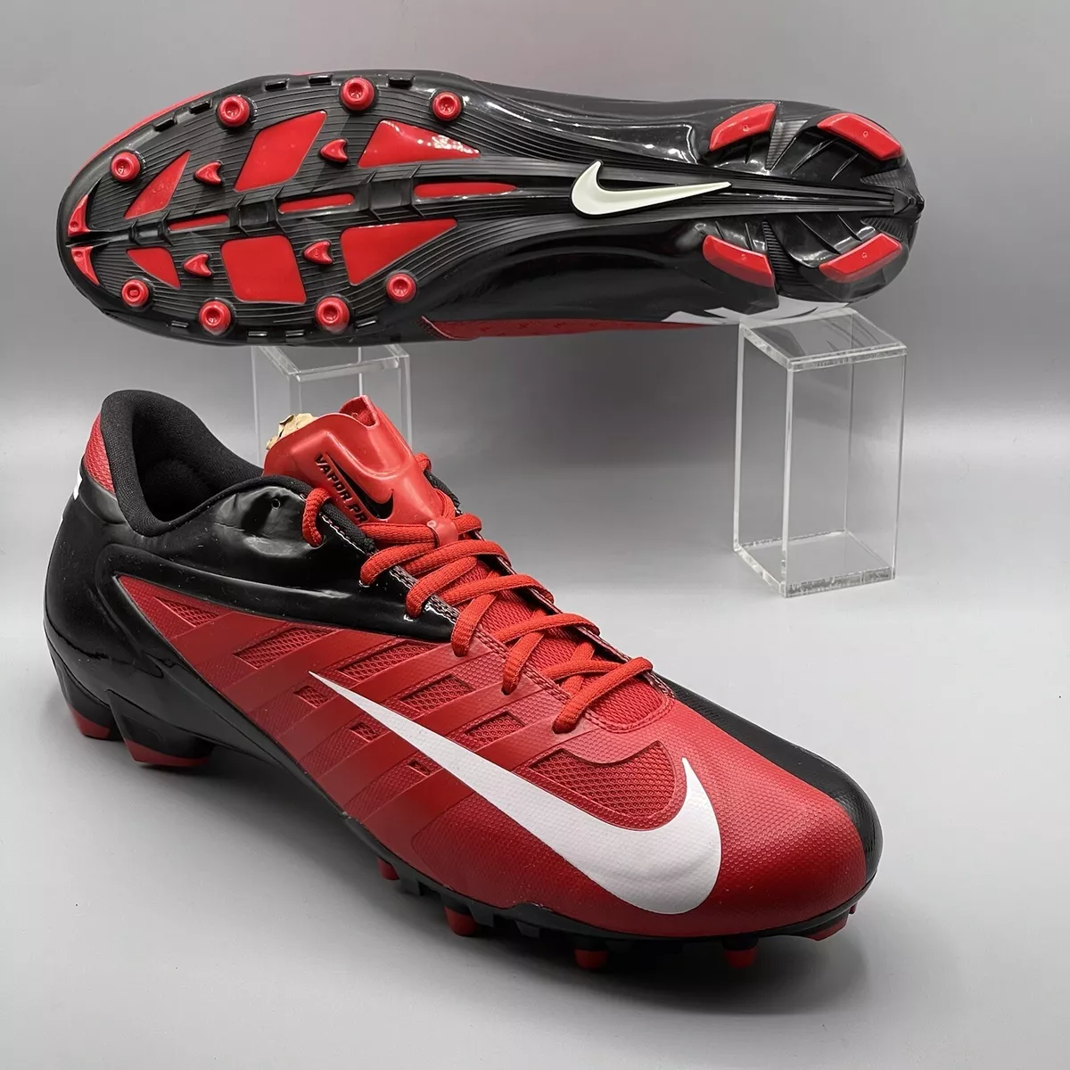 Nike Football Cleats Men&#039;s 16 Red Black Vapor Low TD UK 15 50.5 Molded | eBay