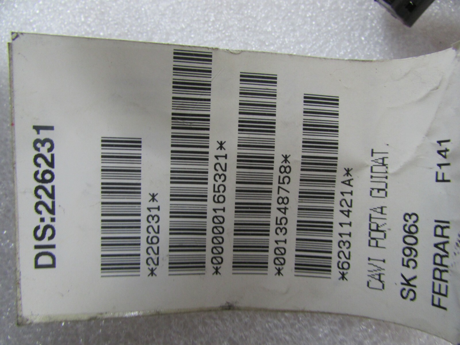 Ferrari 599 GTB, LH, Left Door Harness, Used, P/N 226231