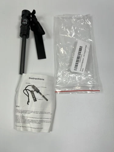 Fire Starter with Compass, Paracord and Whistle, Waterproof,Magnesium Ferro Rod
