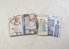 Vintage Retro Long Victorian Prairie Farmhouse Pinafore Apron Pattern Lot 4pc