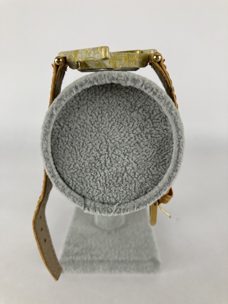 Marie Lourdes 28mm Stone Case Quartz Watch w/Brown Leather Band