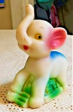 ADORABLE VINTAGE MID-20th CENTURY ELEPHANT SQUEAKY TOY - 3.5" TALL - TAIWAN 