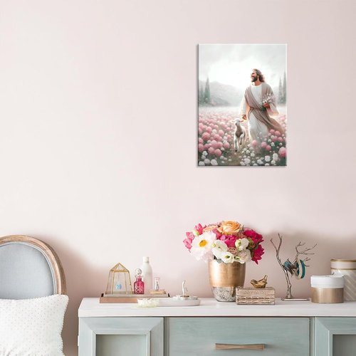 Jesus with Lamb Canvas Wall Art Christian God Savior Wall Decor Picture the Lost - Picture 4 of 9