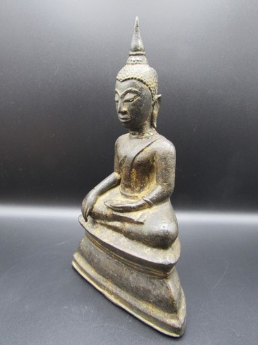 Antigua estatua de Buda de bronce fundido tailandés dorada 9" - Imagen 8 de 22