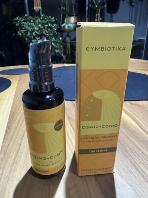 Cymbiotika D3+K2+CoQ1O liposomal delivery Tangerine 4000IU