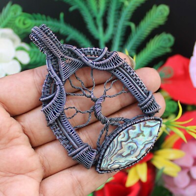 Abalone Shell Pendant Wire Wrapped Tree Of Life Pendant Copper Wire Wrap Jewelry